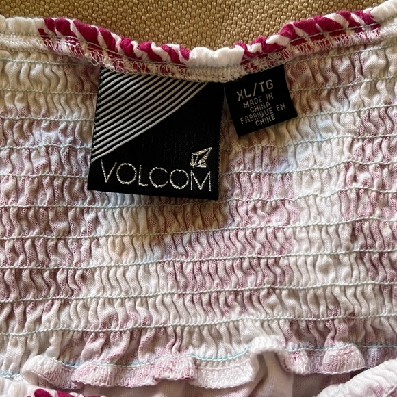 Volcom "Spain Drain" Top - White/Fuchsia Circles Flowy/Airy Y2K - Junior's XL - Picture 15 of 16